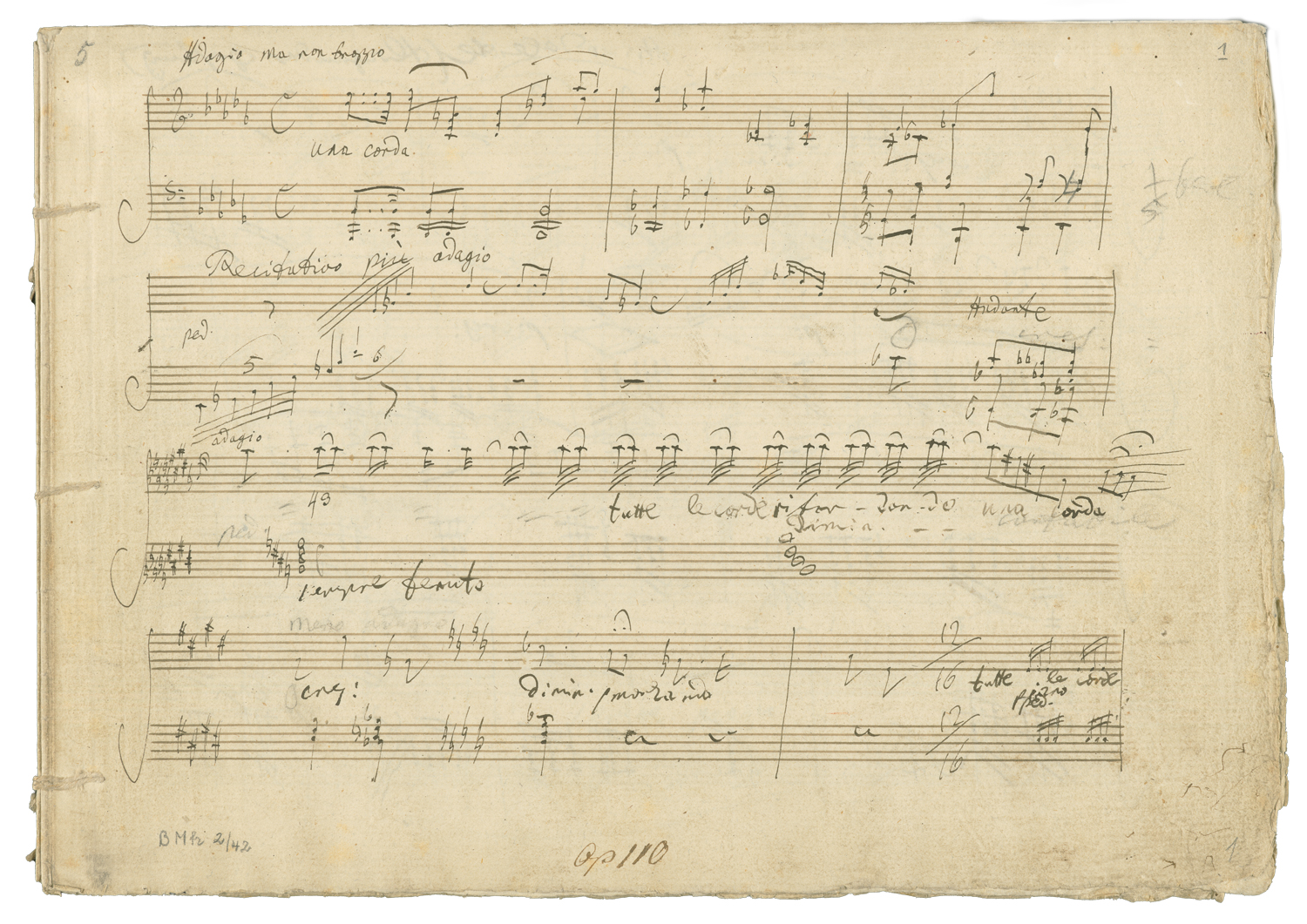 The manuscript of Beethoven’s Piano Sonata, Op 110, is dated December 25, 1821